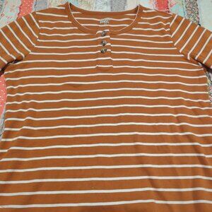 Lands End Mahogany Brown & white mid sleeve Shirt